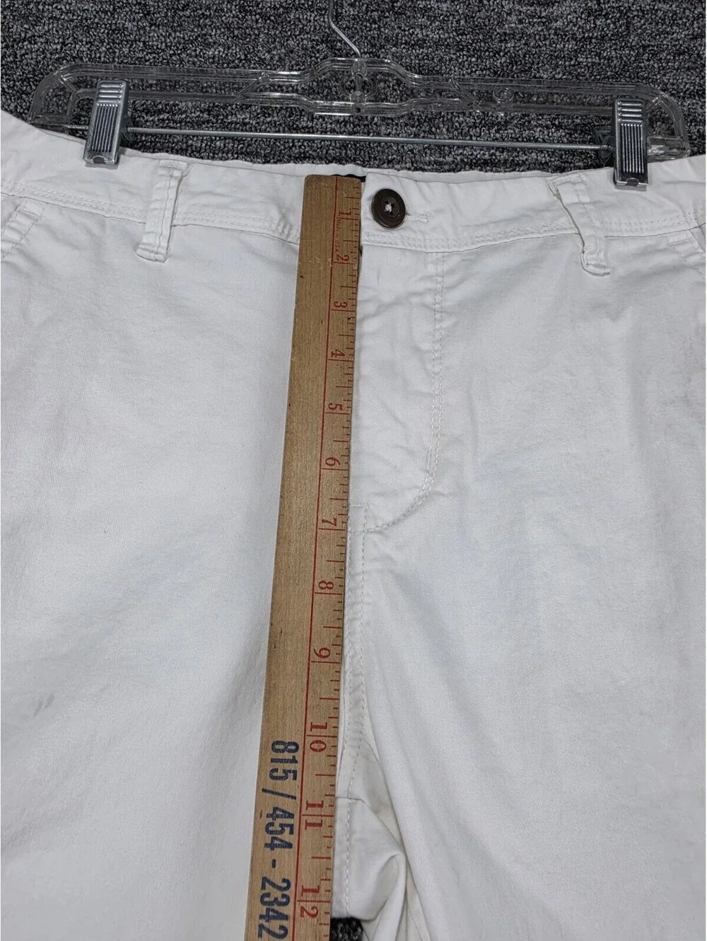 AERO Chino Shorts Men Cotton Stretch Flat Front Solid White Button Pockets